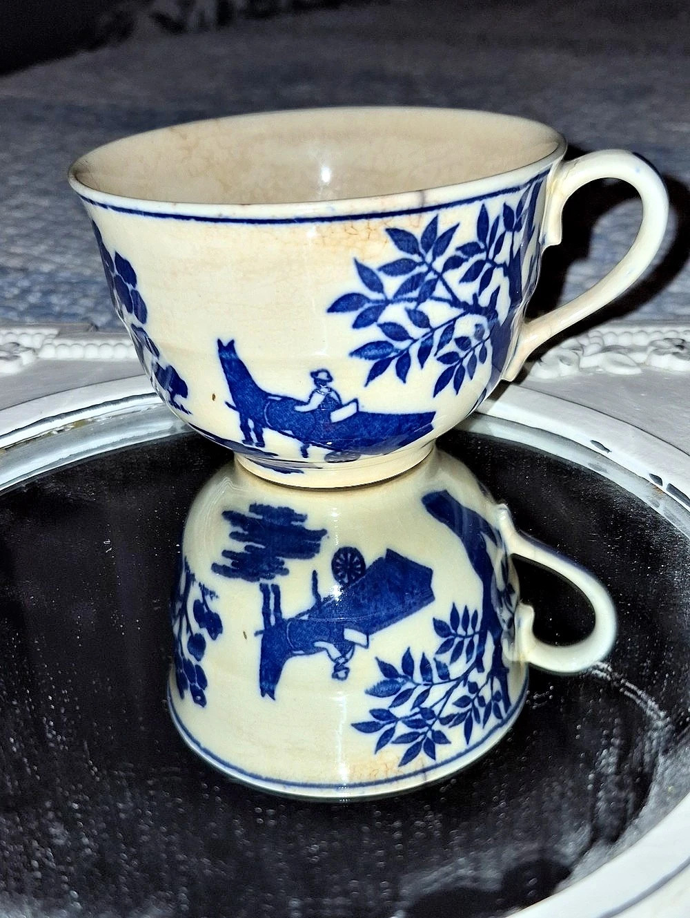 Vintage Nasco Lakeview Blue Floral Ceramic Cup